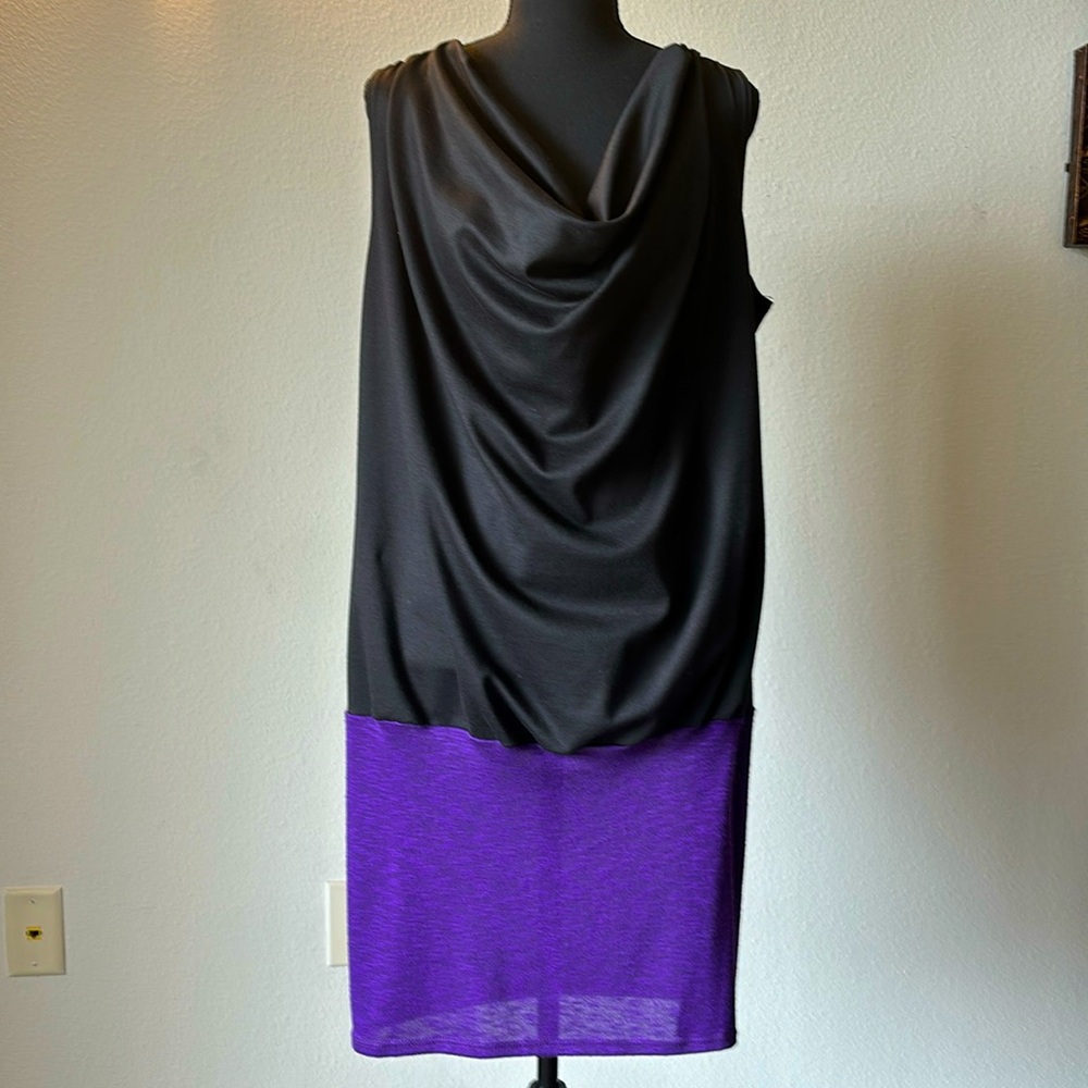 Dots, Black & Purple Mini Dress, Size XL